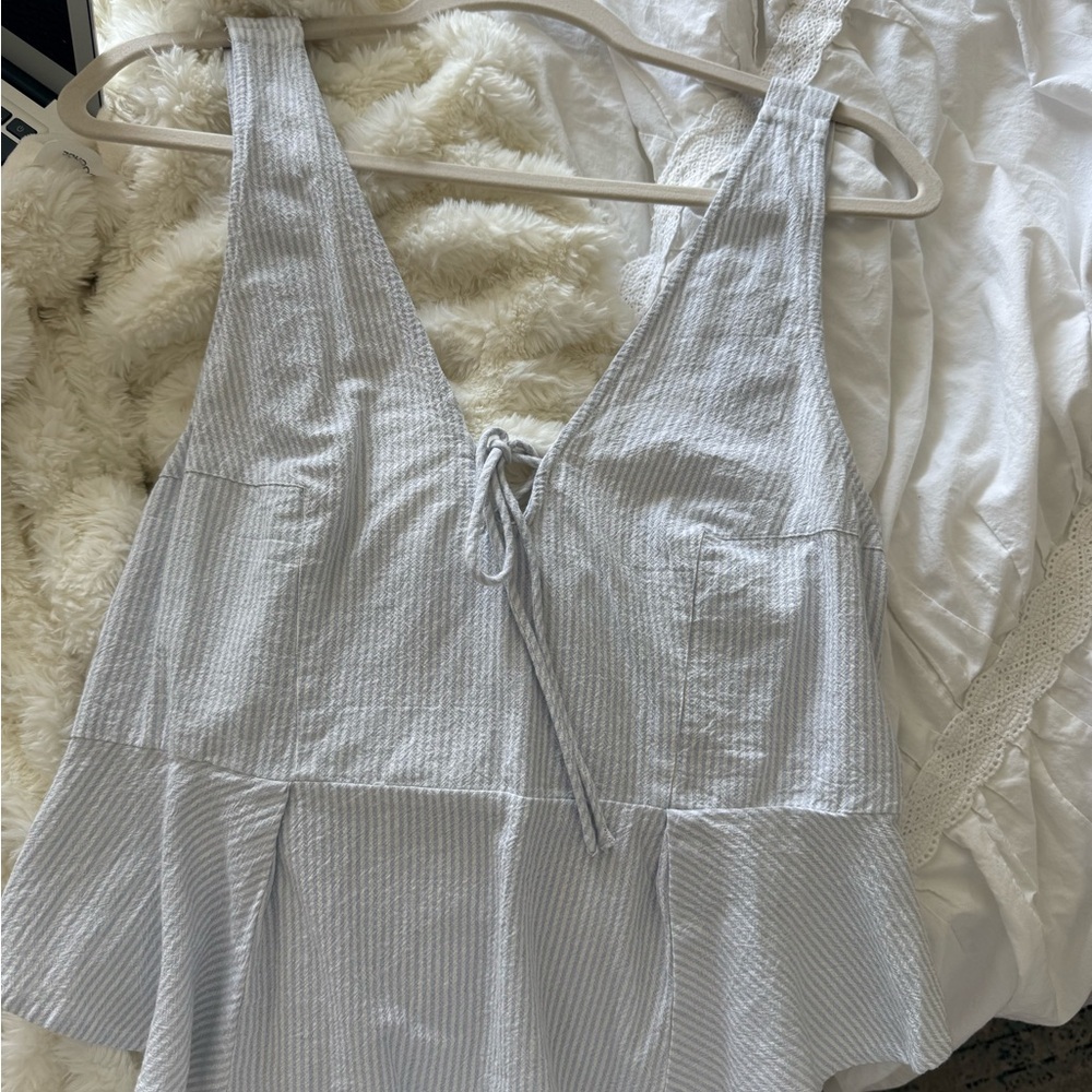 Free People Gray Striped Tank Top